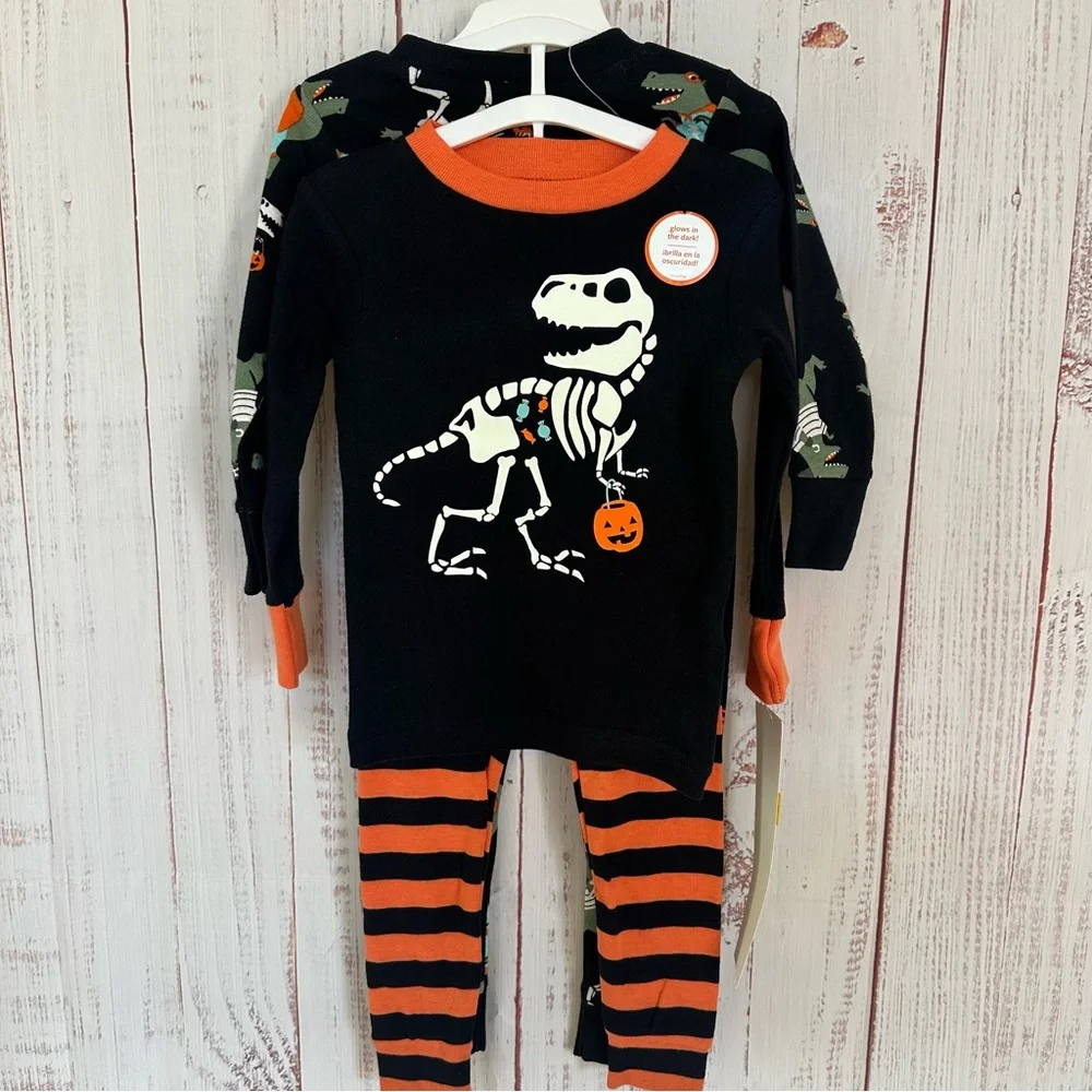 Carters 4 Piece Toddler Dinosaur PJ's, Matching Pajama Sets, Glow in dark